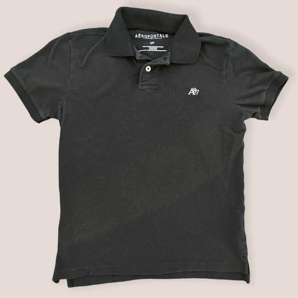 Aeropostale Black Polo with White A87 Logo: Elevate Your Style Game ⚫⚪